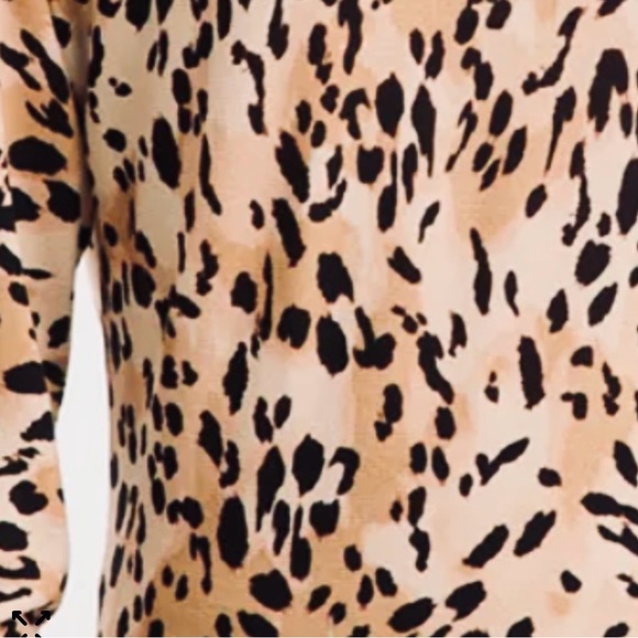 INC International Concepts Tan and Black Leopard Print V-Neck Top - Picture 3 of 11